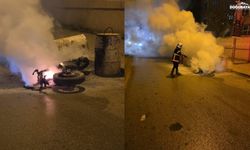 Doğubayazıt’ta seyir halindeki motosiklet alevlere teslim oldu