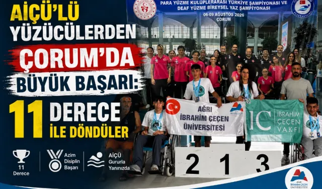 AİÇÜ’LÜ YÜZÜCÜLERDEN ÇORUM’DA BÜYÜK BAŞARI: 11 DERECE İLE DÖNDÜLER