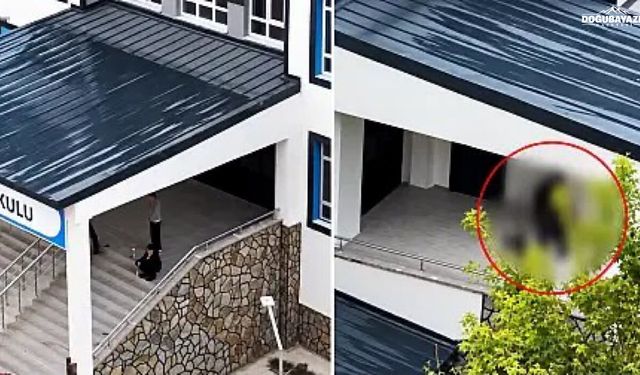 Ağrı’da okulun bahçesinde skandal görüntü