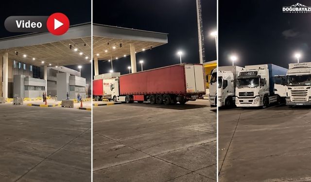 Doğubayazıt Gürbulak’ta TIR yoğunluğu kameraya yansıdı