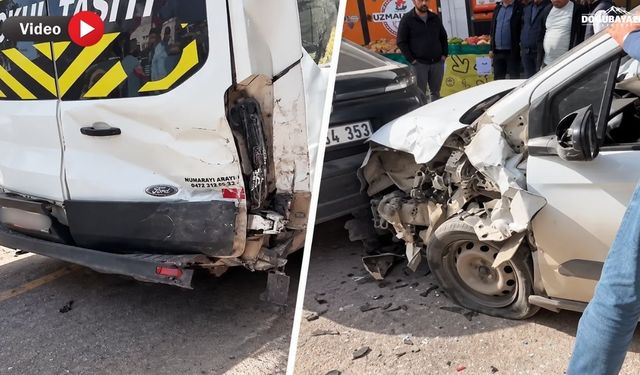 Doğubeyazıt’ta okul servisi ile otomobil çarpıştı
