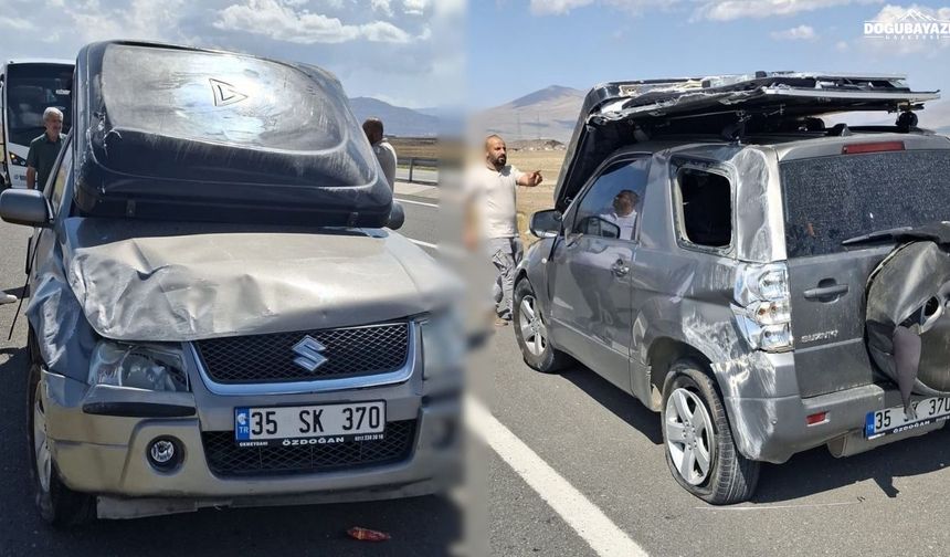 Doğubayazıt’ta kontrolden çıkan araç takla attı