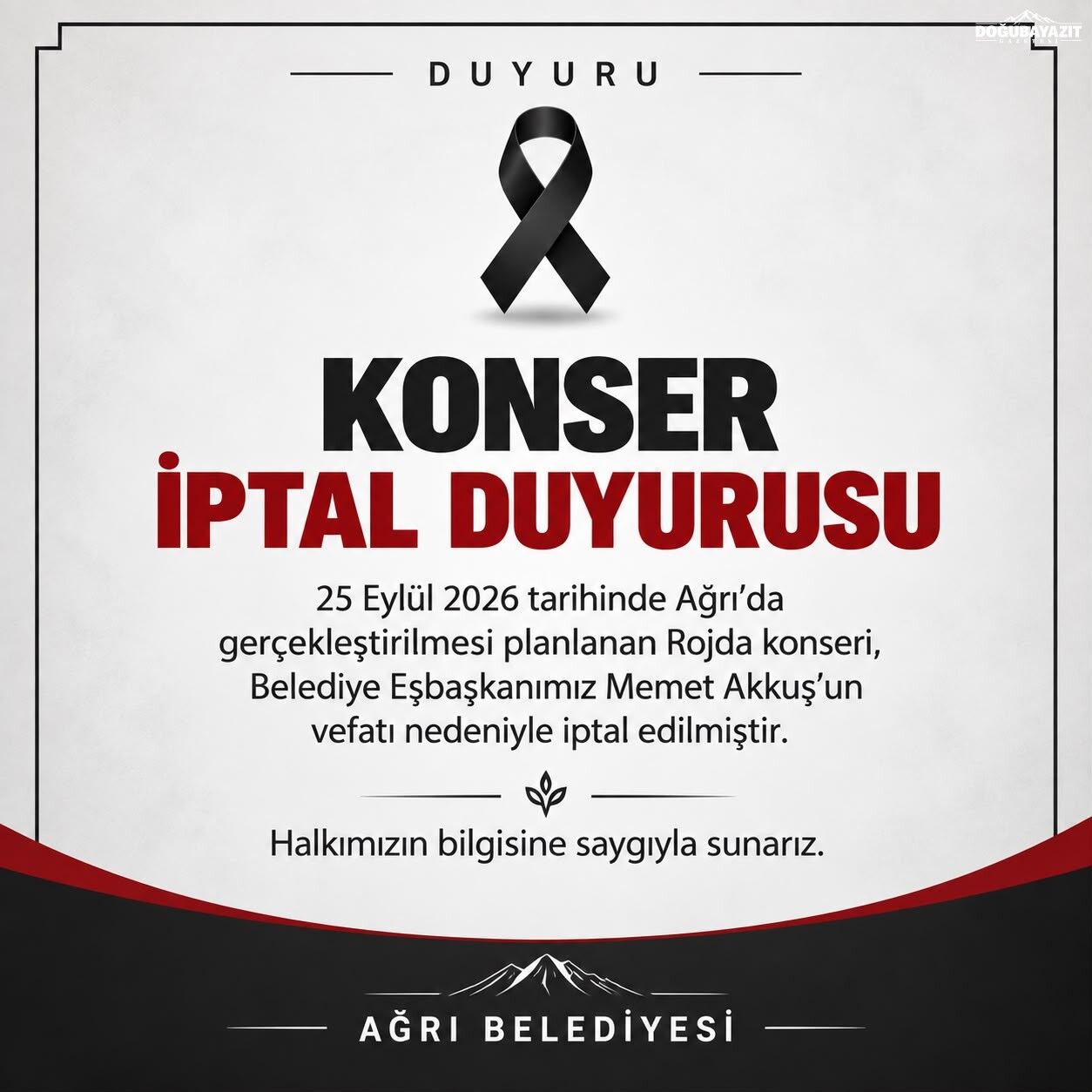 Ağrı’da Beklenen Rojda Konseri Iptal Edildil