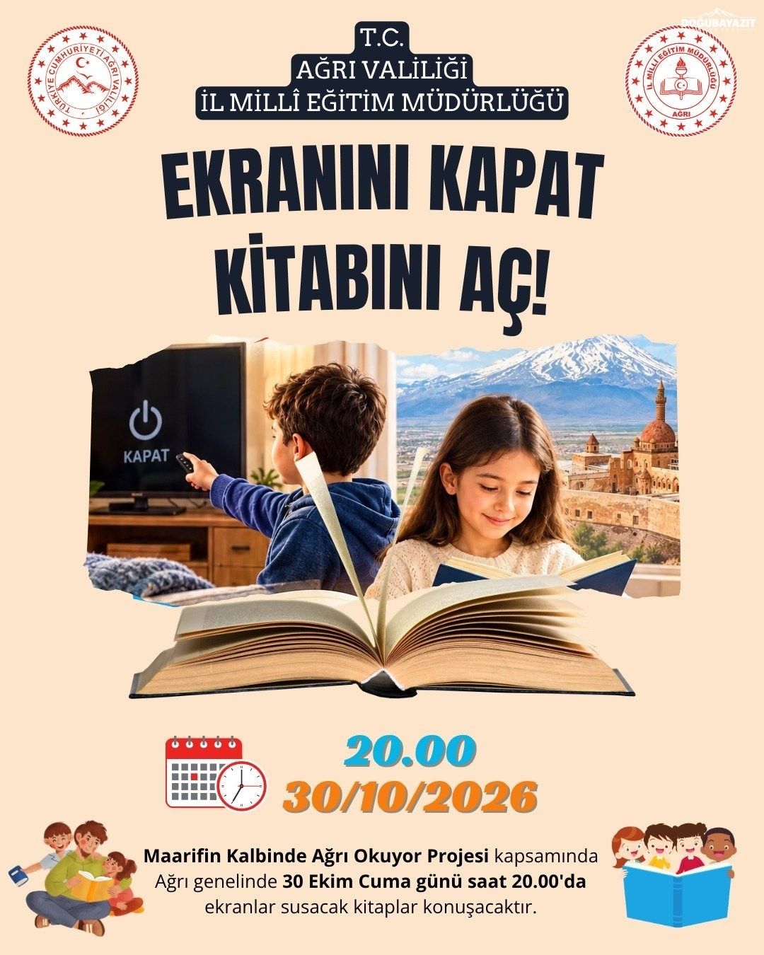 Ağrı'da Kitap Okuma Seferberliği Binlerce Kişi Aynı Saatte Kitap Okuyacak