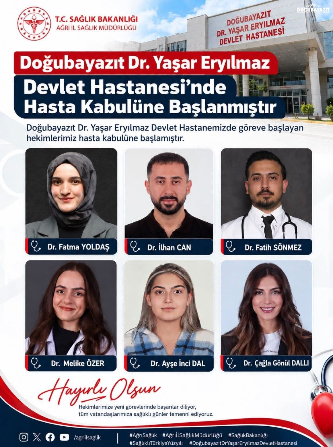 Doğubayazıt’a 6 Yeni Hekim Hasta Kabulüne Başladılar